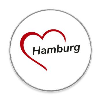 Hamburg with heart - My city - I Love - Round  fridge magnet - white - Front