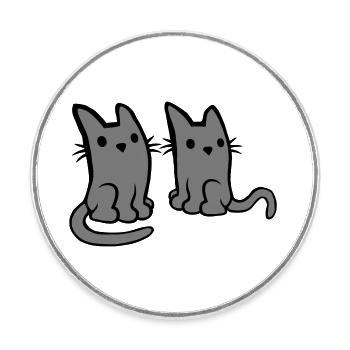 2 Katzen Freunde Team - Runder Kühlschrankmagnet - Weiß - Vorne
