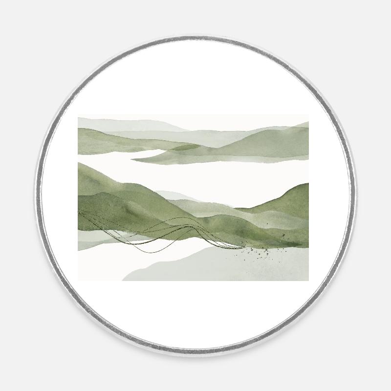Sage Paysage abstrait - Magnet rond - blanc