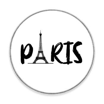 Paris with Eiffel Tower - Round  fridge magnet - white - Front