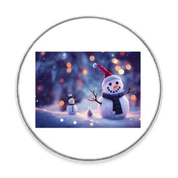 Joyeux Noël Bonhomme de neige - Magnet rond - blanc - Devant