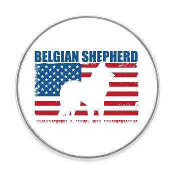 Belgian Shepherd - Round  fridge magnet - white - Front