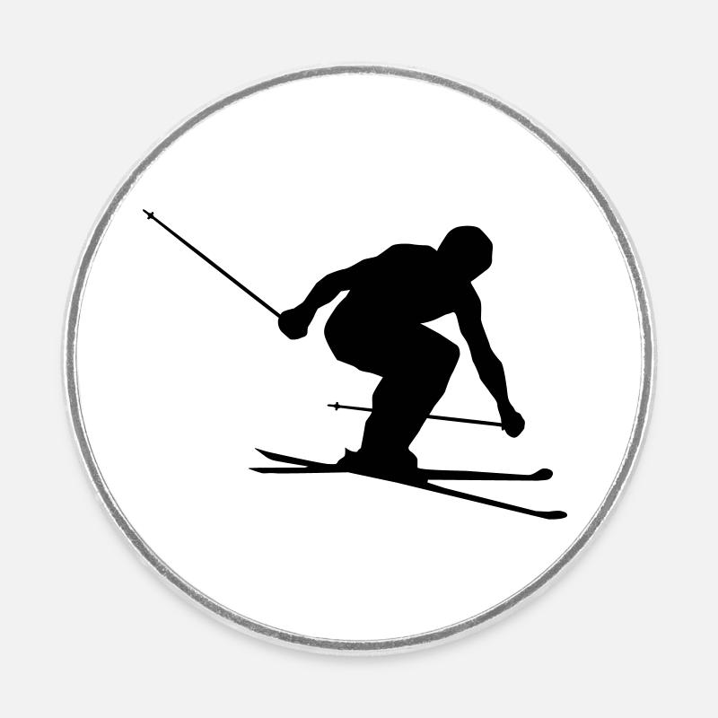 Ski, ski, ski, ski - Magnet rond - blanc