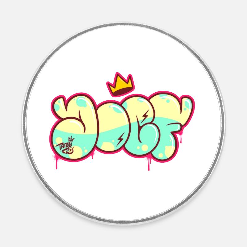Grafik #01 - Runder Kühlschrankmagnet - Weiß