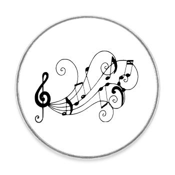 Musikalische Noten - Runder Kühlschrankmagnet - Weiß - Vorne