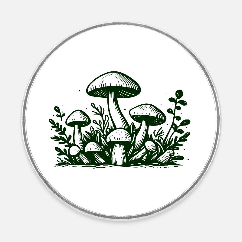 Champignons Pilze - Magnet rond - blanc