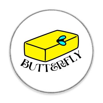witzig-BUTTERFLY - Runder Kühlschrankmagnet - Weiß - Vorne