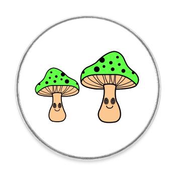 Champignons hypnotiques - Magnet rond - blanc - Devant