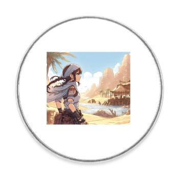 Manga Fille du désert - Magnet rond - blanc - Devant
