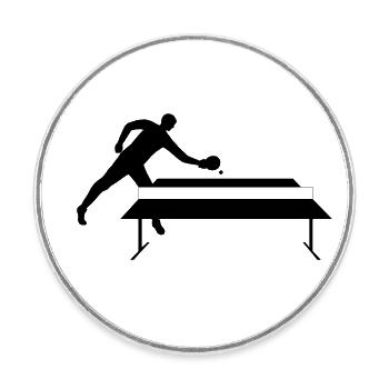 Joueur à table de ping-pong - Magnet rond - blanc - Devant