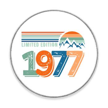 Limitierte Auflage 1977 - Runder Kühlschrankmagnet - Weiß - Vorne