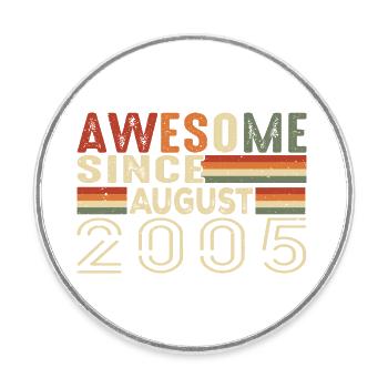 August 2005 Vintage Birthday Gift 19 Year Old - Round  fridge magnet - white - Front