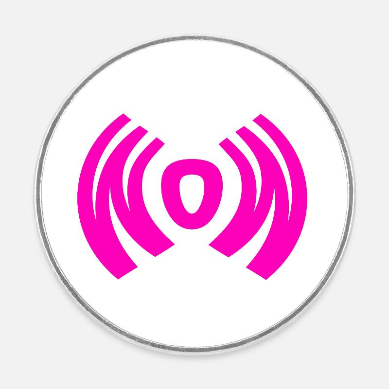 WOW pink - Round  fridge magnet - white