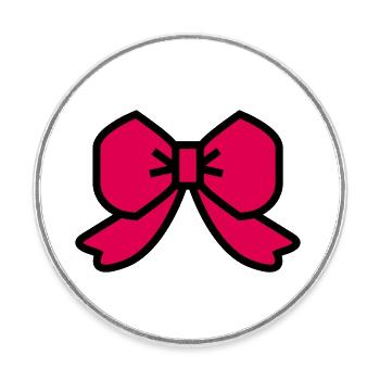 red ribbon bow - Round  fridge magnet - white - Front