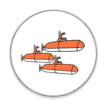 3 U-Boote Flotte Drei Geschwader Gruppe Team Crew - Runder Kühlschrankmagnet - Weiß - Vorne