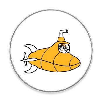 U-Boot Vogel Ente Kapitän Küken Süß Comic Cartoon - Runder Kühlschrankmagnet - Weiß - Vorne