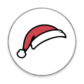 Chapeau de Père Noël - Magnet rond - blanc - Devant