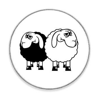 2 Sheep Look Skeptical Offended Friends Team - Round  fridge magnet - white - Front