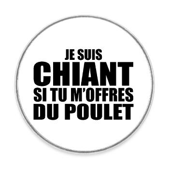 Man Who Adores: Chicken. Funny Design Humor - Round  fridge magnet - white - Front