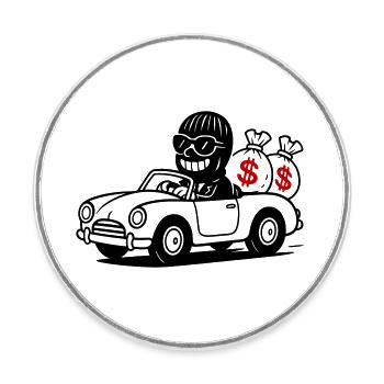Bank Robber Gangster Funny - Round  fridge magnet - white - Front