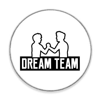 logo dream team 2 amis équipe couple brueder handsc - Magnet rond - blanc - Devant