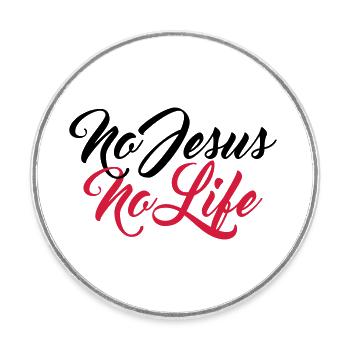 No jesus no life team crew friends live faith chri - Round  fridge magnet - white - Front