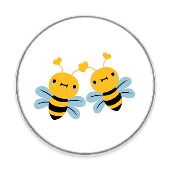 2 friends team couple cute little ones - Round  fridge magnet - white - Front