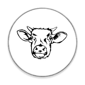 Calf's head - Round  fridge magnet - white - Front
