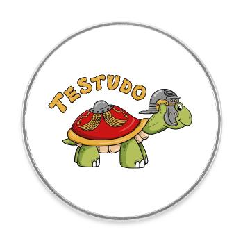 Testudo - La tortue romaine - Magnet rond - blanc - Devant