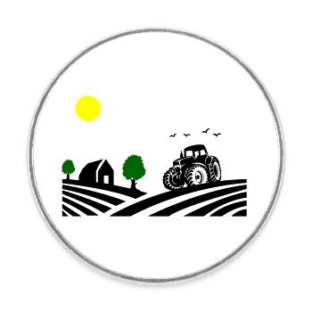 Traktor Farm - Runder Kühlschrankmagnet - Weiß - Vorne