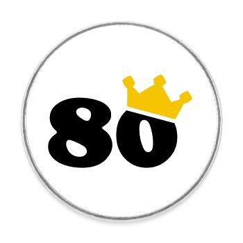 80 Krone 80. Geburtstag 80 Jahre - Runder Kühlschrankmagnet - Weiß - Vorne
