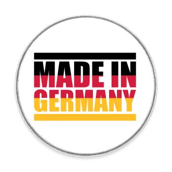 Made in Germany - Runder Kühlschrankmagnet - Weiß - Vorne