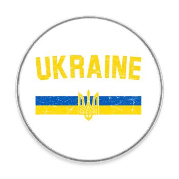 Ukraine - Round  fridge magnet - white - Front