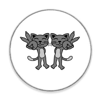 2 Katzen Peace Zeichen - Runder Kühlschrankmagnet - Weiß - Vorne
