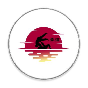 judo judoka dan black belt hajime - Round  fridge magnet - white - Front