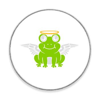 Angel Frog Wing Halo - Round  fridge magnet - white - Front