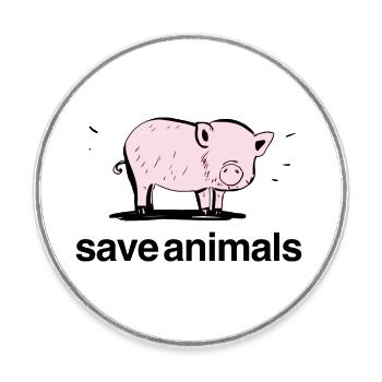 pink pig baby animal save animals - Round  fridge magnet - white - Front