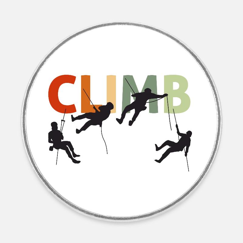 Rock Climbing Climber Climb Retro - Round  fridge magnet - white