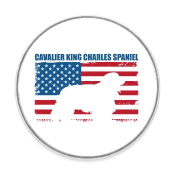 Cavalier King Charles Spaniel Geschenk - Runder Kühlschrankmagnet - Weiß - Vorne