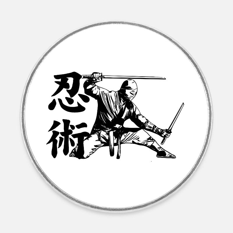 Ninjutsu - Magnet rond - blanc