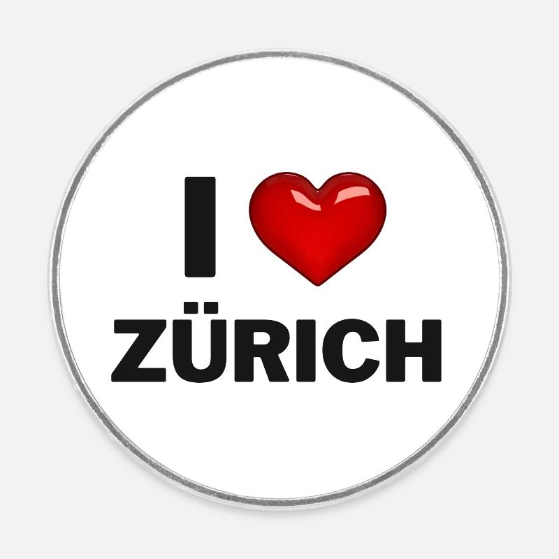 J’adore Zurich - Magnet rond - blanc