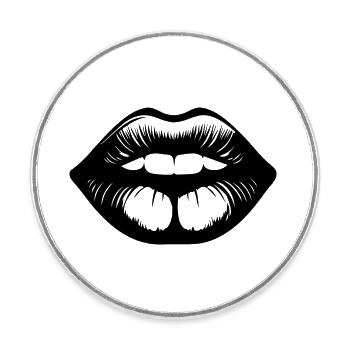 Lips, mouth, kissing lips - Round  fridge magnet - white - Front