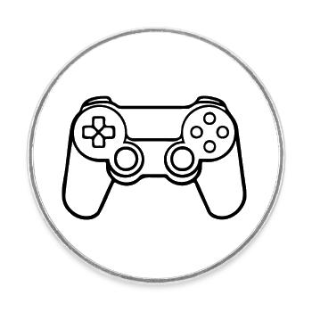 Manette de jeu de jeux vidéo - Magnet rond - blanc - Devant