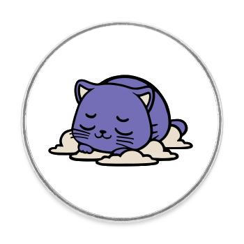 bébé chat qui dort - Magnet rond - blanc - Devant