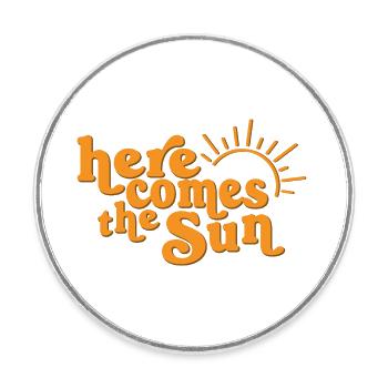Voici le soleil - Magnet rond - blanc - Devant