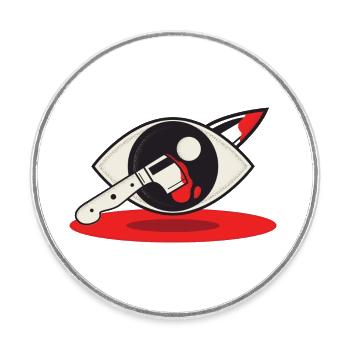 Logo Couteau dans l’œil - Magnet rond - blanc - Devant