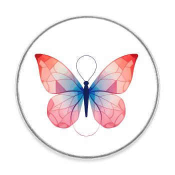 Geometrical Butterfly - Round  fridge magnet - white - Front