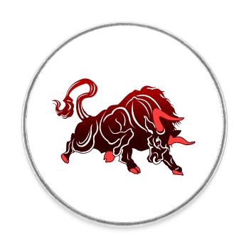 Tête de taureau tête Logo Steak Beast Gym corne - Magnet rond - blanc - Devant