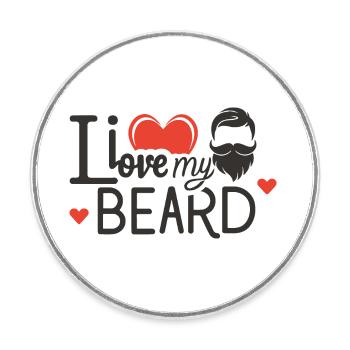 I love my beard 2 - Round  fridge magnet - white - Front