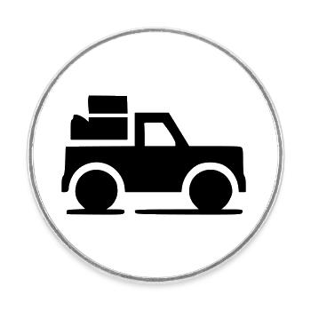 Camion Pickup SUV Icône Minimal Icône Vecteur - Magnet rond - blanc - Devant